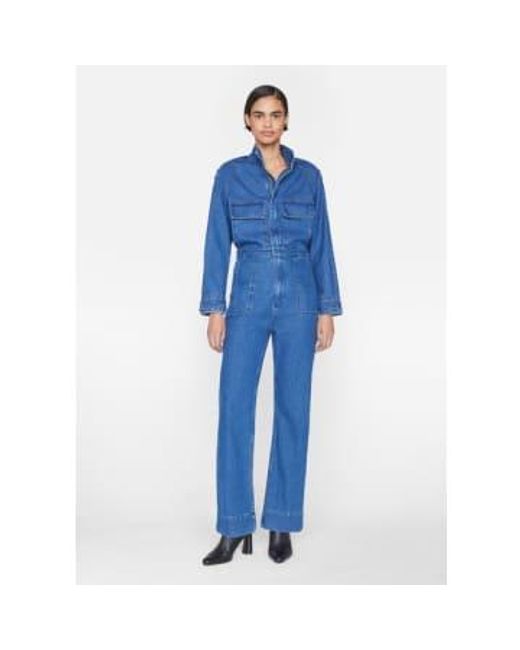 FRAME Blue Cinch Jumpsuit Stoked Xs