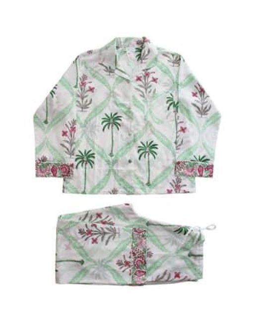 Powell Craft Green Palms Print Ladies Pyjamas