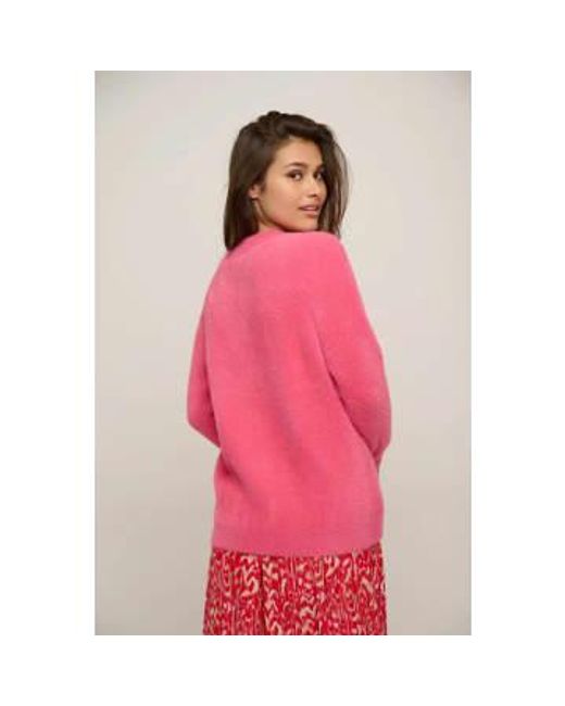 Rino & Pelle Gray Macy V Neck Fluffy Sweater Lipgloss / Xs