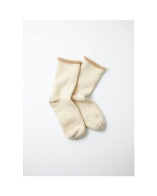 Ivory Double Face Cozy Sleeping Socks di RoToTo in White