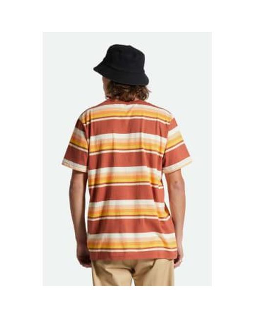Brixton Orange Apricot And Off White Stripted Hilt Stith Short Sleeves T Shirt M for men