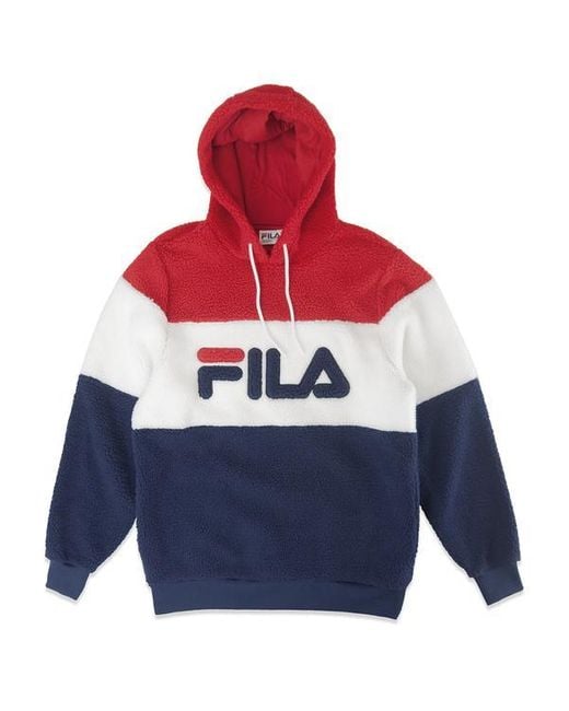 fila hoodie red blue white