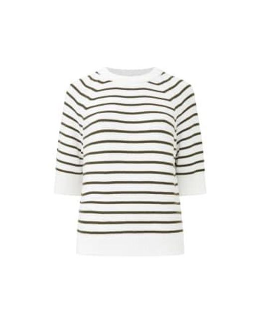 Lily Mozart Stripe Short Jumper Or Olive Night di French Connection in White