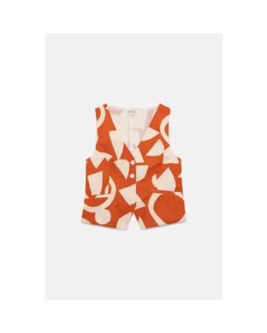 Compañía Fantástica Orange Block Print Waistcoat