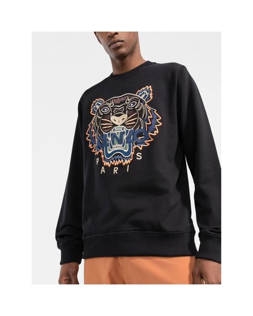 KENZO Black Tiger Logo Sweatshirt for Men Lyst