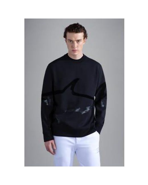 Paul & Shark Blue Cotton Sweatshirt With Maxi Print Medium for men
