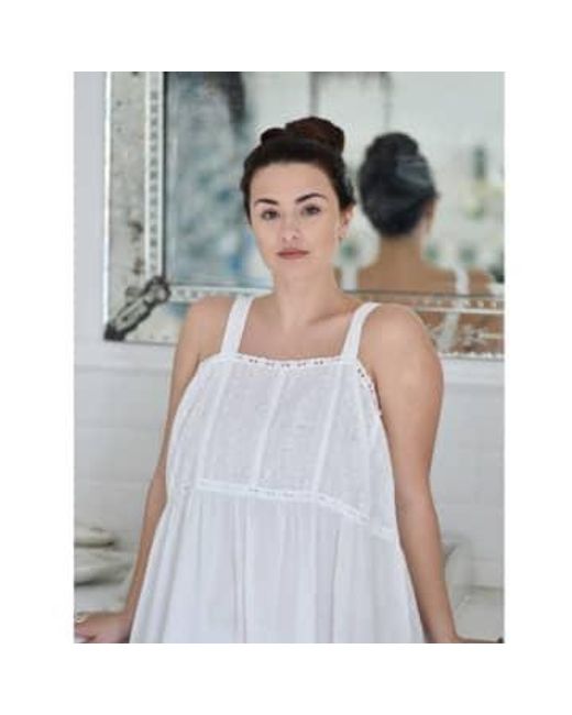 Ladies Strapped Nightdress With Embroidered Bust Chloe di Powell Craft in Gray