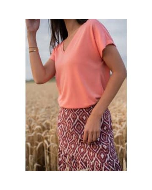 Zusss Long Strip Skirt With Ikat Print /reddish Brown Small