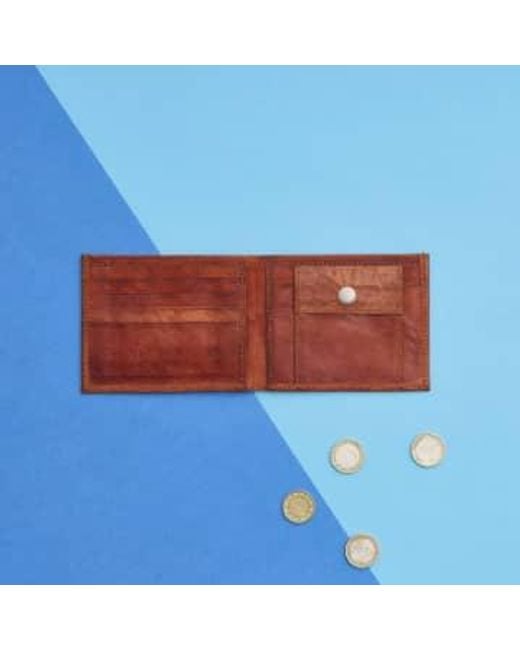 VIDA VIDA Brown Leather Wallet With Coin Section Leather for men