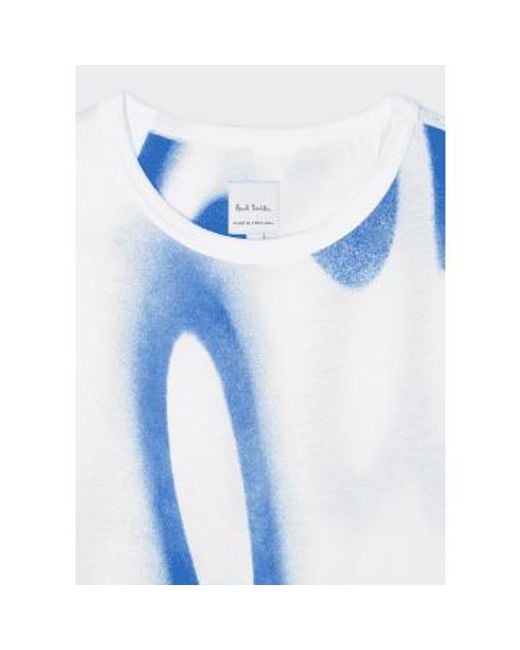 Camiseta blanca algodón con estampado 'spray' Paul Smith de hombre de color Blue