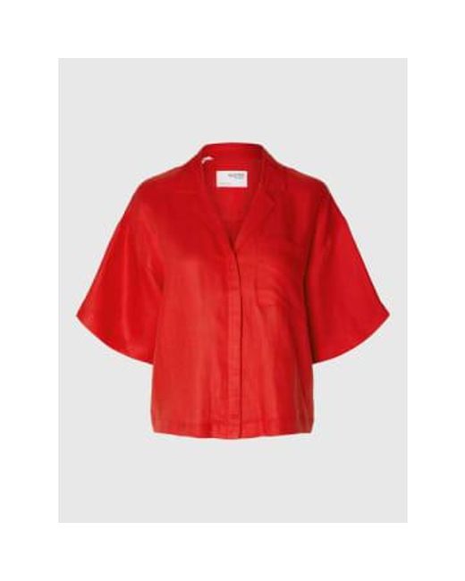 SELECTED Red Boxy Short Sleeved Shirt 34