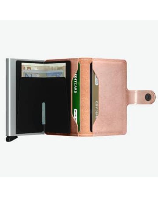 Secrid Pink Mini Wallet With Card Protector Rfid Rose Leather