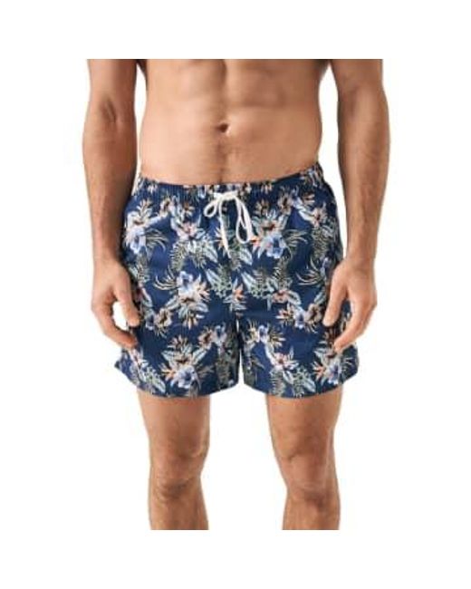 Eton of Sweden Blue Dark Floral Print Swimming Shorts 10001126827 M for men