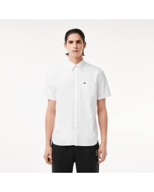 Camisa oxford manga corta ajuste regular blanco Lacoste de hombre de color White