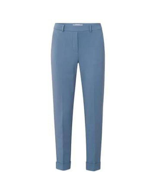 Yaya Blue Jersey Tailored Trousers With Elastic Waistband