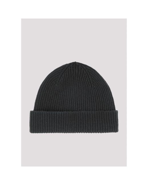 Bella Freud Black Ribbed Wool Beanie Hat Size: Os, Col: Charcoal
