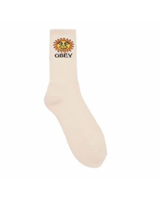Obey Natural Sunshine Socks Unbleached One Size for men