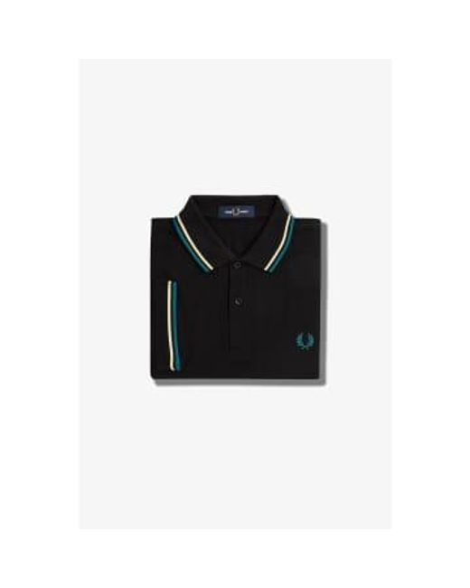 Fred Perry Black And Cyber Blue M3600 Polo Shirt for men