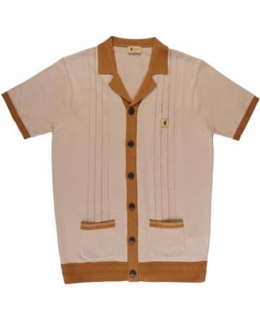 Arlo Button Thru Knitted Polo Shirt Granola di Gabicci in Natural da Uomo
