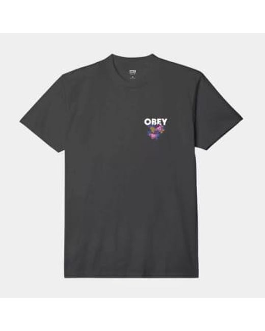 Obey Black Floral Garden T-shirt for men