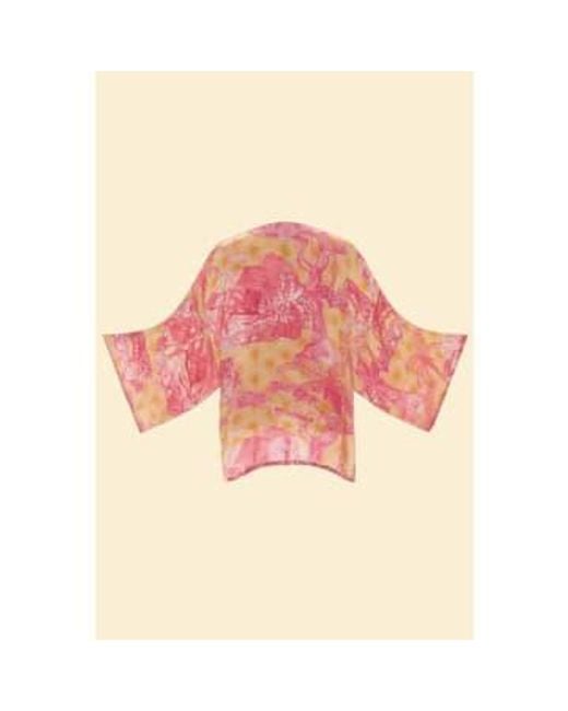 Powder Pink Tropical Toile Kimono Jacket