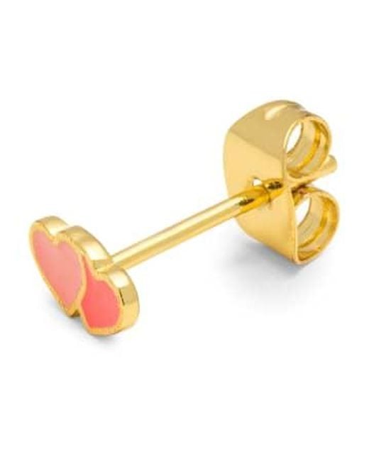 Lulu Pink 2hearts 1 Pcs Earring /gold /gold / Os
