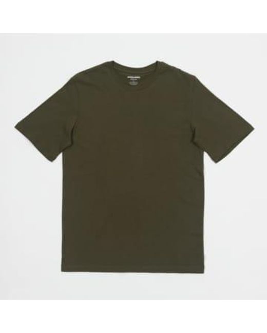 Jack & Jones Green Organic Cotton Basic Slim T-shirt In Olive Night S for men