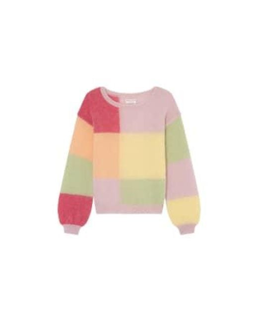 Des Petits Hauts Pink Bradley Check -Pullover in Pastell Multi