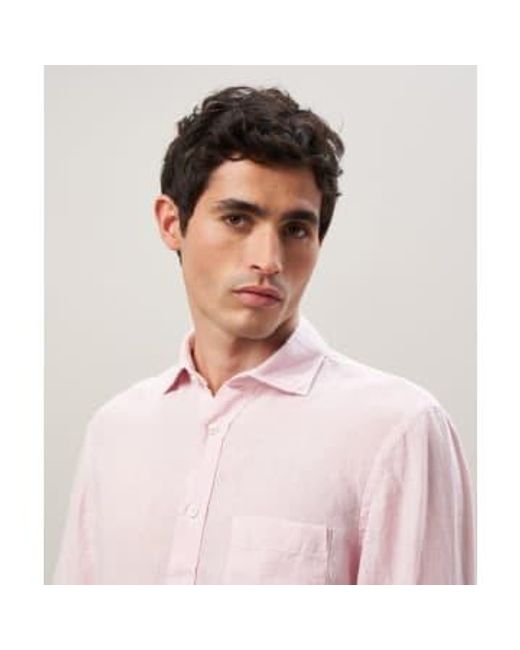 Hartford Pink Faded Linen Shirt Paul Small for men