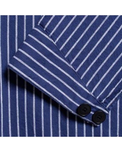 Nudie Jeans Blue Berra Striped Worker Shirt S for men