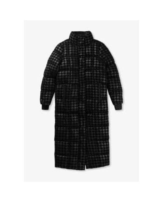 Womens Crawford Longline Flocked Coat In Mono Houndstooth di Holland Cooper in Black