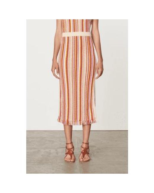 Vanessa Bruno Brown Cypres Fringed Stripe Midi-skirt