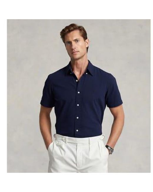 Ralph Lauren Blue Swear Short Sleeve Sports Shirt M Navy for men