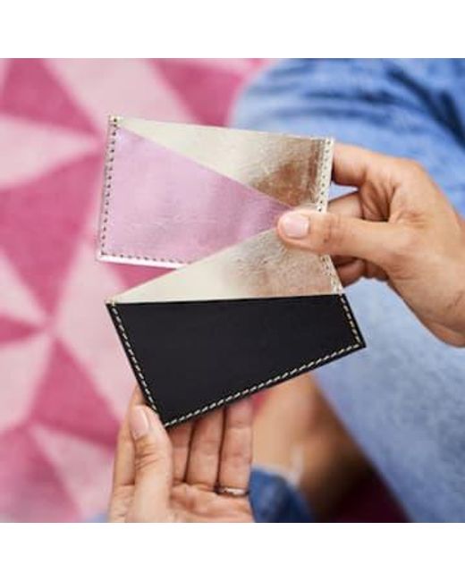 VIDA VIDA Pink Leather Card Holder Leather for men