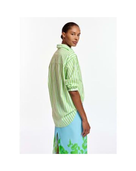 Essentiel Antwerp Green Fevertree And White Shirt With Embroidery Cotton