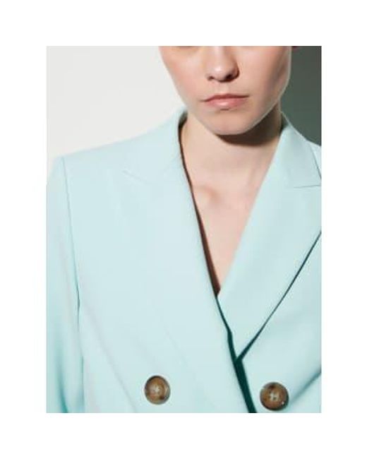 Luisa Cerano Blue Double Breasted Blazer Mineral Uk 14