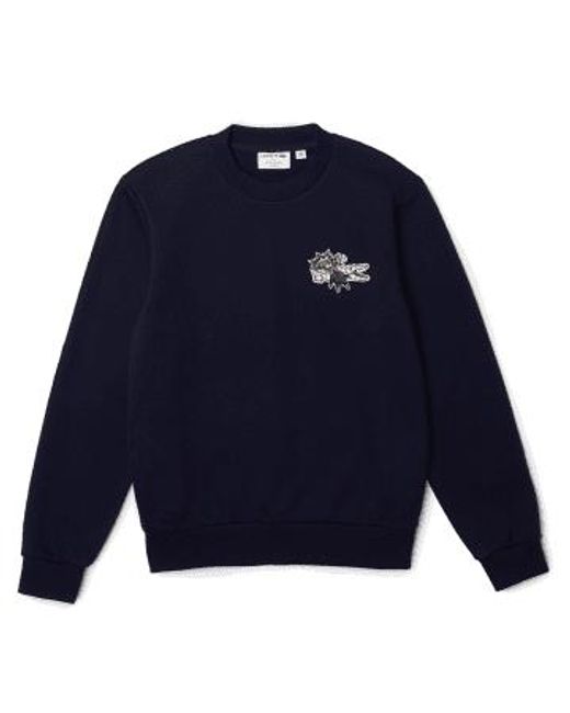 Holiday Sweatshirt Organic Cotton Logo Dark Navy Lacoste de hombre de color Blue