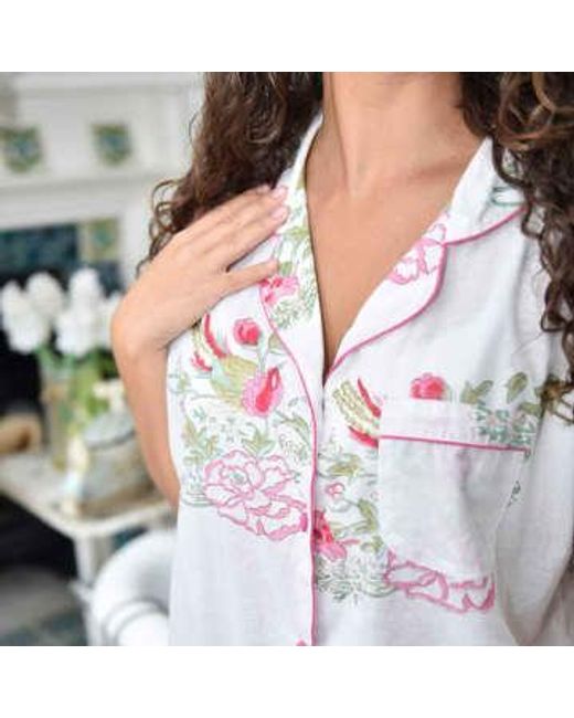 Set pijama corto color floral ver rosa y menta Powell Craft de color Gray
