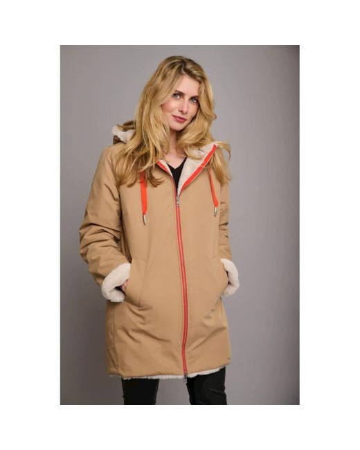 Rino And Pelle Javin Reversible Hooded Coat Cookie And Stone 1 di Rino & Pelle in Brown