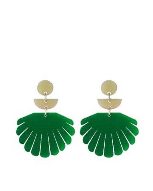 Orelia Green Shell Earrings Méthacrylate