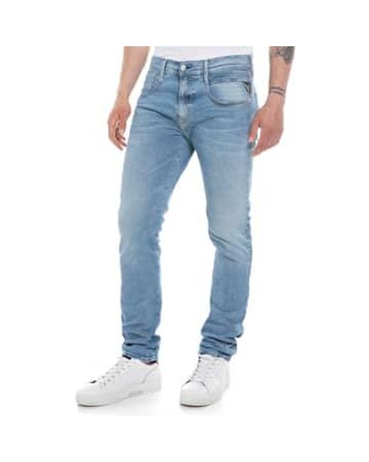 Replay Hyperflex wiederverwendetes Anbass Slim Tapered Jeans in Blue für Herren