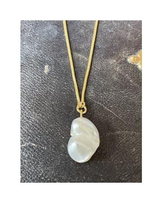 WINDOW DRESSING THE SOUL Metallic Wdts 925 Snake Chain Faux Pearl Pendant