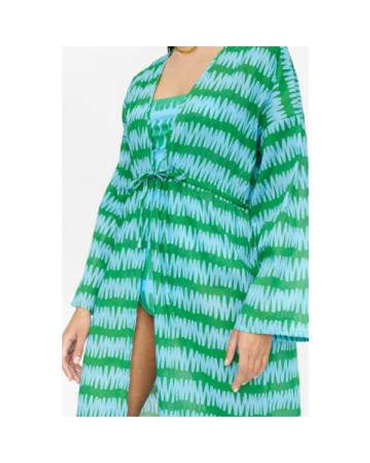 Summer Vibes Striped Kimono di Compañía Fantástica in Green