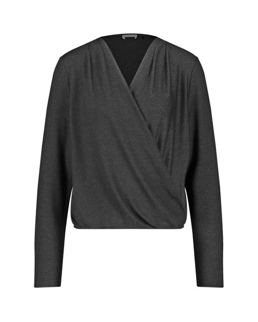 Gerry Weber Gray Long Sleeve Wrap Top With Glitter Effect
