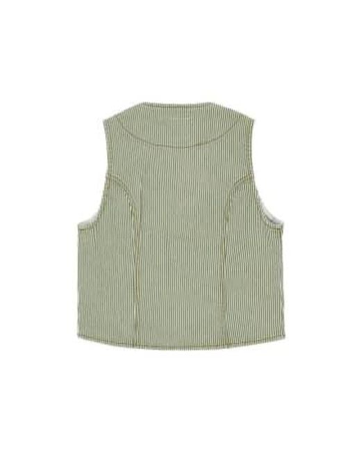 seventy + mochi Green Bea Waistcoat Khaki Stripe Uk 12