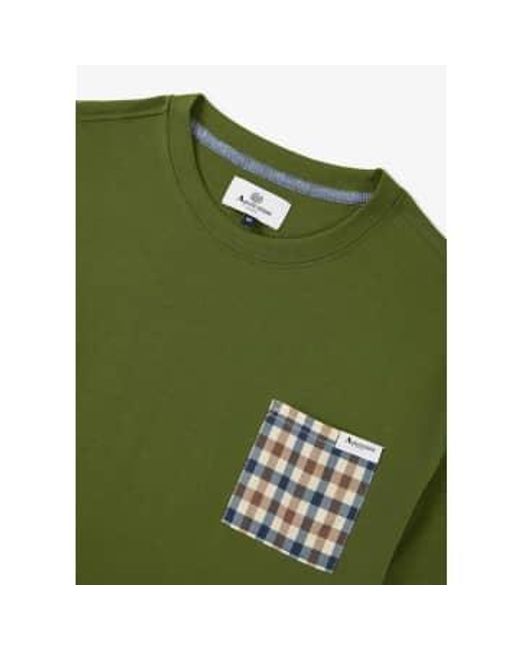 Aquascutum Green S Active Club Check Pocket T-shirt for men