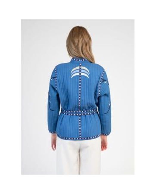 Sarah Embroidered Jacket In Indigio di An'ge in Blue