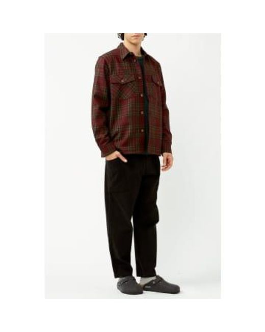 Portuguese Flannel Brown Burgundy Check Overshirt / S for men