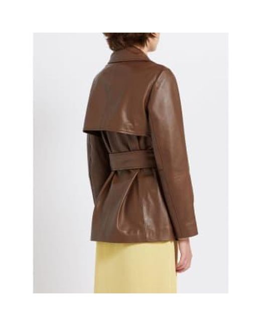 Marella Brown Garbata Leather Jacket Size: 14, Col: 12
