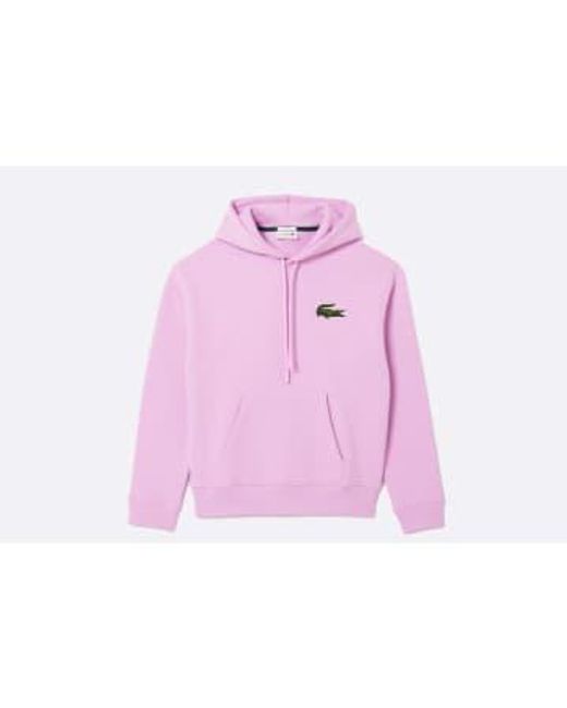 Lacoste Pink Loose Fit Hooded Organic Cotton jogger Sweatshirt L / Rosa for men